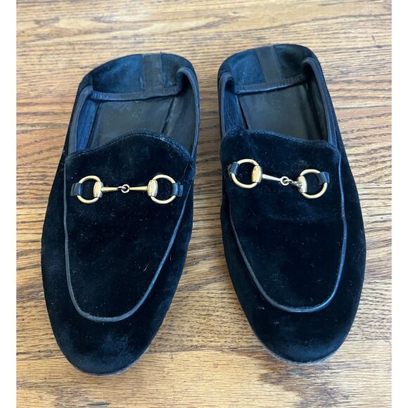 GUCCI Black Velvet Suede Horsebit Slip On Loafer Shoes Women's Size EU 38 US 7.5 - Picture 3 of 12